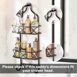 GRANNY SAYS Shower Caddy Hanging, Shower Organizer with Toothbrush Holder, Shower Holder Over Shower Head, Shower Racks for Inside Shower, Black Shower Caddy, Bathroom Shower Organizer