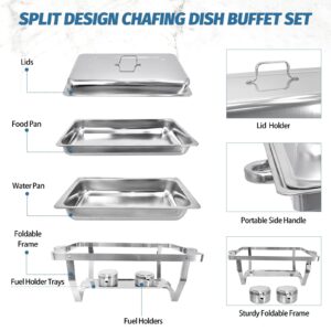 EVGTTI 7 Pack Stainless Steel Chafing Dishes 8 Quart Full Size Chafing Dish Buffet Set Silver Rectangular Catering Chafer Warmer for Buffet Banquet Party Catering Supplies