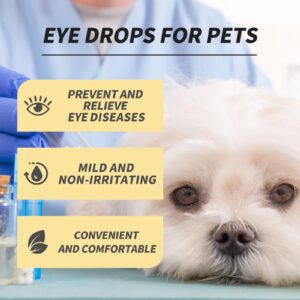 HcirjhieEye Drops for Dogs, Dog Eye Infection Treatment, Superior Comfort Long，Lasting Relief Fewer Application Needed, Used to Clean Tear Stains, Remove Eye Stains, and Relieve Dryness, 20mI