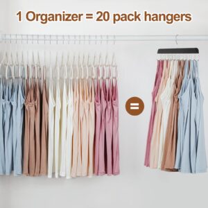 TOPIA HANGER Bra Hanger for Closet, Tank Top Hangers 20 Hooks Capacity Foldable Wood Space Saving Hangers Closet Organizer for Tank Top, Bra, Scarf, Belt, Tie etc - CT46B