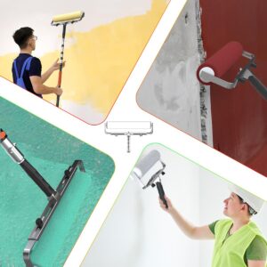 Buyplus 18 Foot High Reach Paint Roller with Lightweight Sturdy Aluminum 3-12FT Telescoping Extension Pole, Multi-Function Paint Roller Kit, House Paint Roller Brush for Walls, Ceiling, Decks, Doors