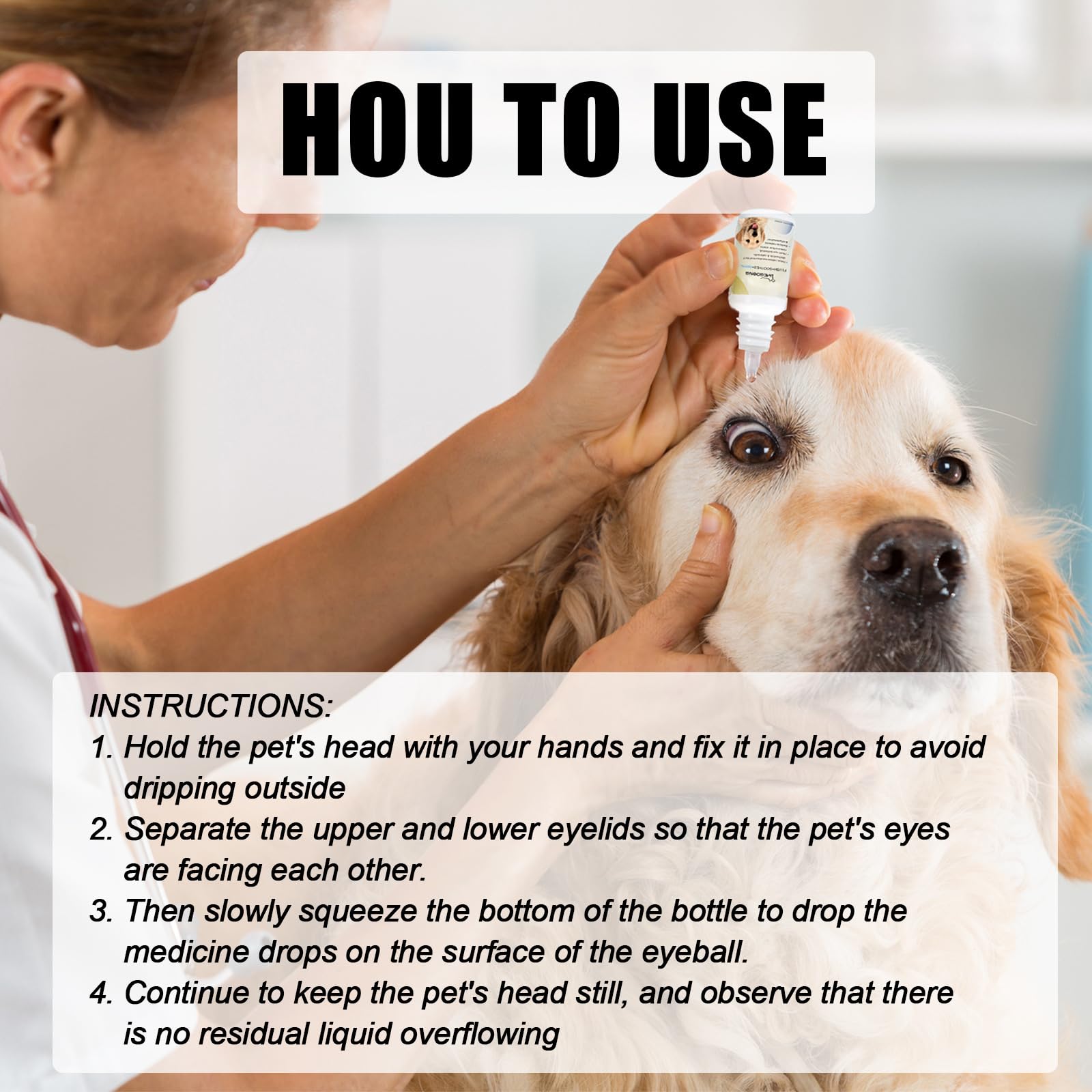 HcirjhieEye Drops for Dogs, Dog Eye Infection Treatment, Superior Comfort Long，Lasting Relief Fewer Application Needed, Used to Clean Tear Stains, Remove Eye Stains, and Relieve Dryness, 20mI