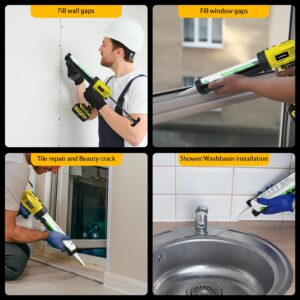 Cordless Caulking Gun for DeWalt 20V Max Battery, 10 Oz/300ml Electric Silicone Gun,with LED Light,4 Adjustable Speed for Filling, Sealing, Repair