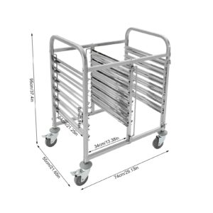 Bun Pan Rack, 6 Tiers Commercial Cooling Storage Rack Cart With Large Capacity 12 Compartments for Kitchen, Mobile Stainless Steel Bakery Rack with 4 Universal Wheels For Bakeries, Restaurants