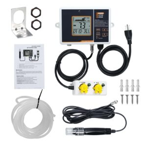 Smart pH Controller Aquariums, Two-Plug Auto Dosing System with Dosing Pump for pH Up and Down Dispensing, pH Meter with ATC Function, pH Monitor for Hydroponics Nutrient