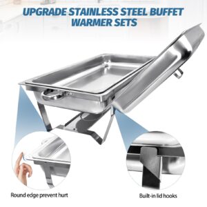 EVGTTI 7 Pack Stainless Steel Chafing Dishes 8 Quart Full Size Chafing Dish Buffet Set Silver Rectangular Catering Chafer Warmer for Buffet Banquet Party Catering Supplies