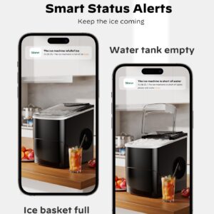 Silonn Smart Countertop Ice Maker - Compact Ice Maker with App Control, 9 Cubes in 6 Mins, 26 lbs per Day, 2 Ice Cube Sizes, Portable Ice Maker with Self-Cleaning for Kitchen/Office