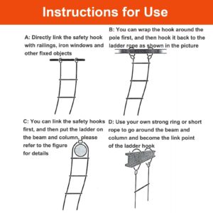 Window Ladder Fire Escape 9.8/16.4/26.2/32.8/39.3/49.2/59/65.6/82/98.4/114.8/131.2/147.6/164ft Escape Rope Ladder Emergency Fire Escape Rope Ladder Fire and High Temperature Resistance Easy to Store (