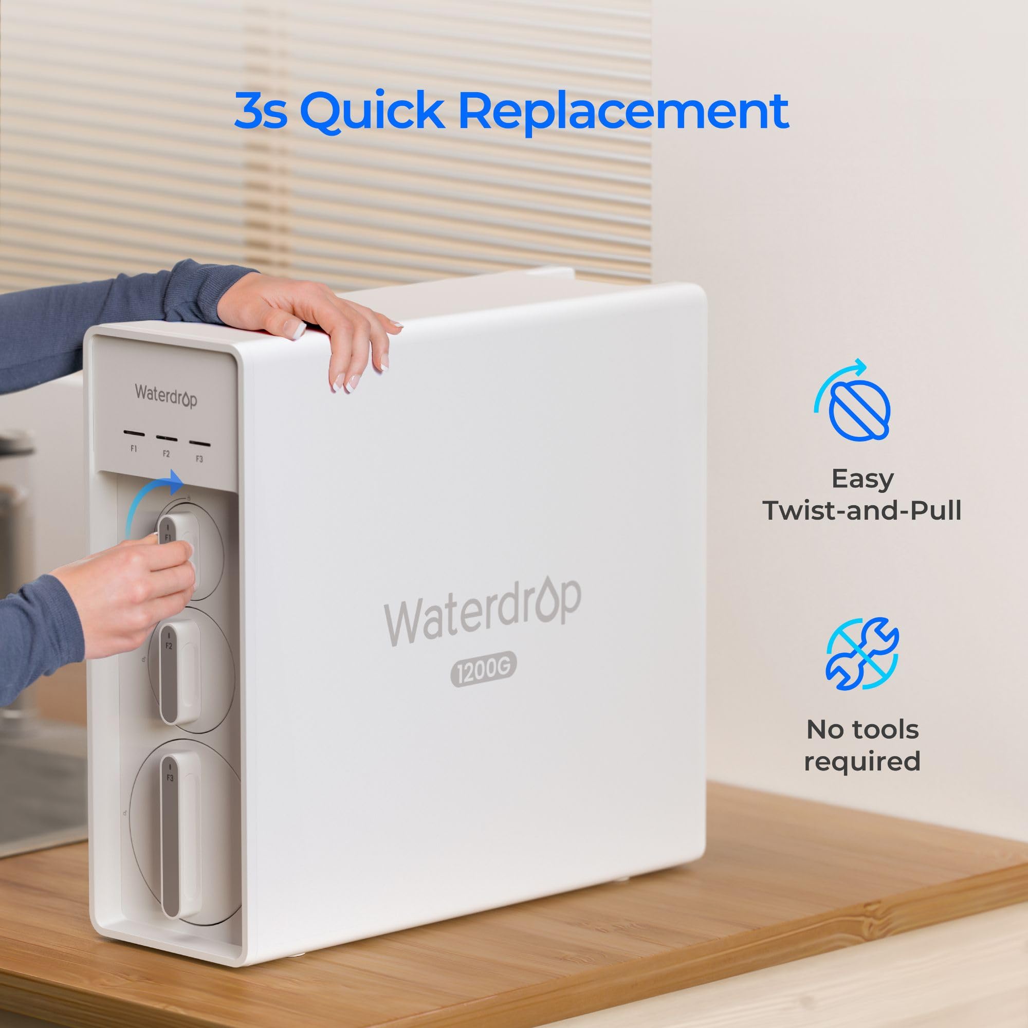 Waterdrop WD-F1A Alkaline Mineral pH+ Filter, Replacement for WD-X12-Alkaline & WD-X16 Reverse Osmosis System, 12-month Lifetime