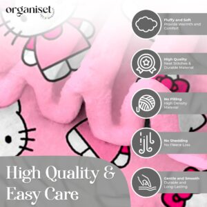 ORGANISET | 50"x 40" | Cute Cartoon Throw Blanket Anime Blanket for Girls, Hello Kitty Blanket for Kids, Kawaii blanket, Hello kitty throw blanket, Super Soft Warmful Flannel Blanket for Couch (Pink)