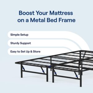 Nectar Foldable Metal Platform Bed Frame - Twin - Tool-Free Easy Set Up - 14” Height - Classic, Durable Design - Sturdy Coated Steel Frame - No Box Spring Needed - Matte Black Finish