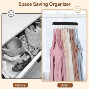 TOPIA HANGER Bra Hanger for Closet, Tank Top Hangers 20 Hooks Capacity Foldable Wood Space Saving Hangers Closet Organizer for Tank Top, Bra, Scarf, Belt, Tie etc - CT46B