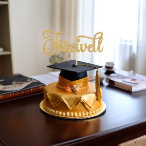 Farewell Cake Topper, We Will Miss You, Farewell Cake Decorations, Graduation/Going Away/Retirement/Goodbye Party Decorations, Gold Glitter