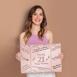 Vlipoeasn 21st Birthday Guest Book Alternative, Rose Gold 21st Birthday Party Decorations for Women, Creative Diamond 21st Birthday Signature Book, Cheers to 21 Year Old Birthday Party Supplies