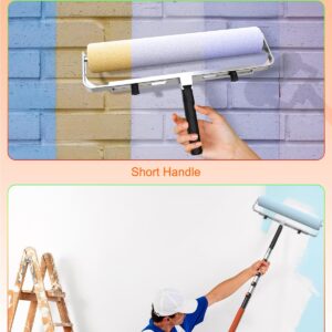 Buyplus 18 Foot High Reach Paint Roller with Lightweight Sturdy Aluminum 3-12FT Telescoping Extension Pole, Multi-Function Paint Roller Kit, House Paint Roller Brush for Walls, Ceiling, Decks, Doors