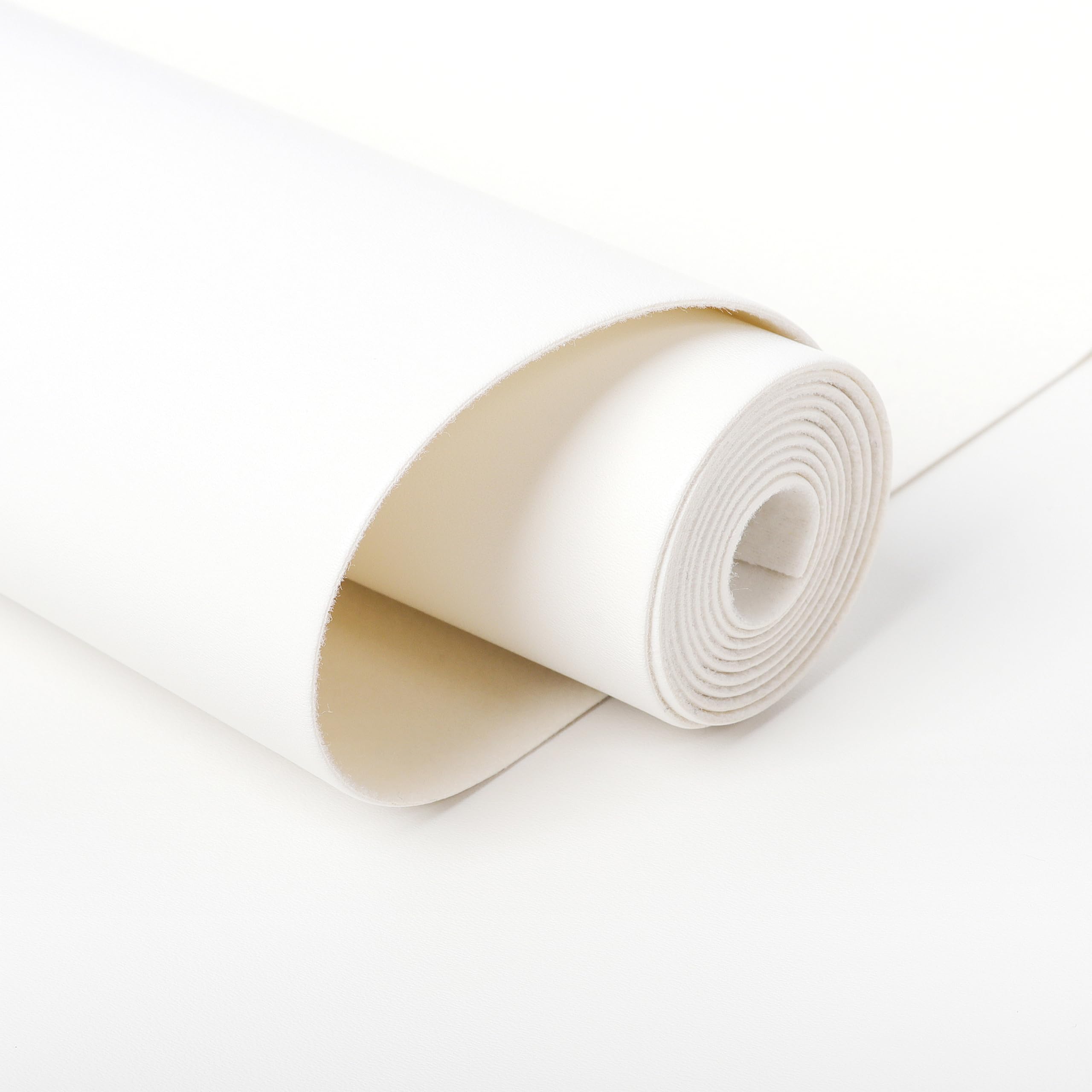 Funcolor White Faux Leather Roll: 12x52 Inch Solid Smooth Synthetic Leatherette Sheet Bundle