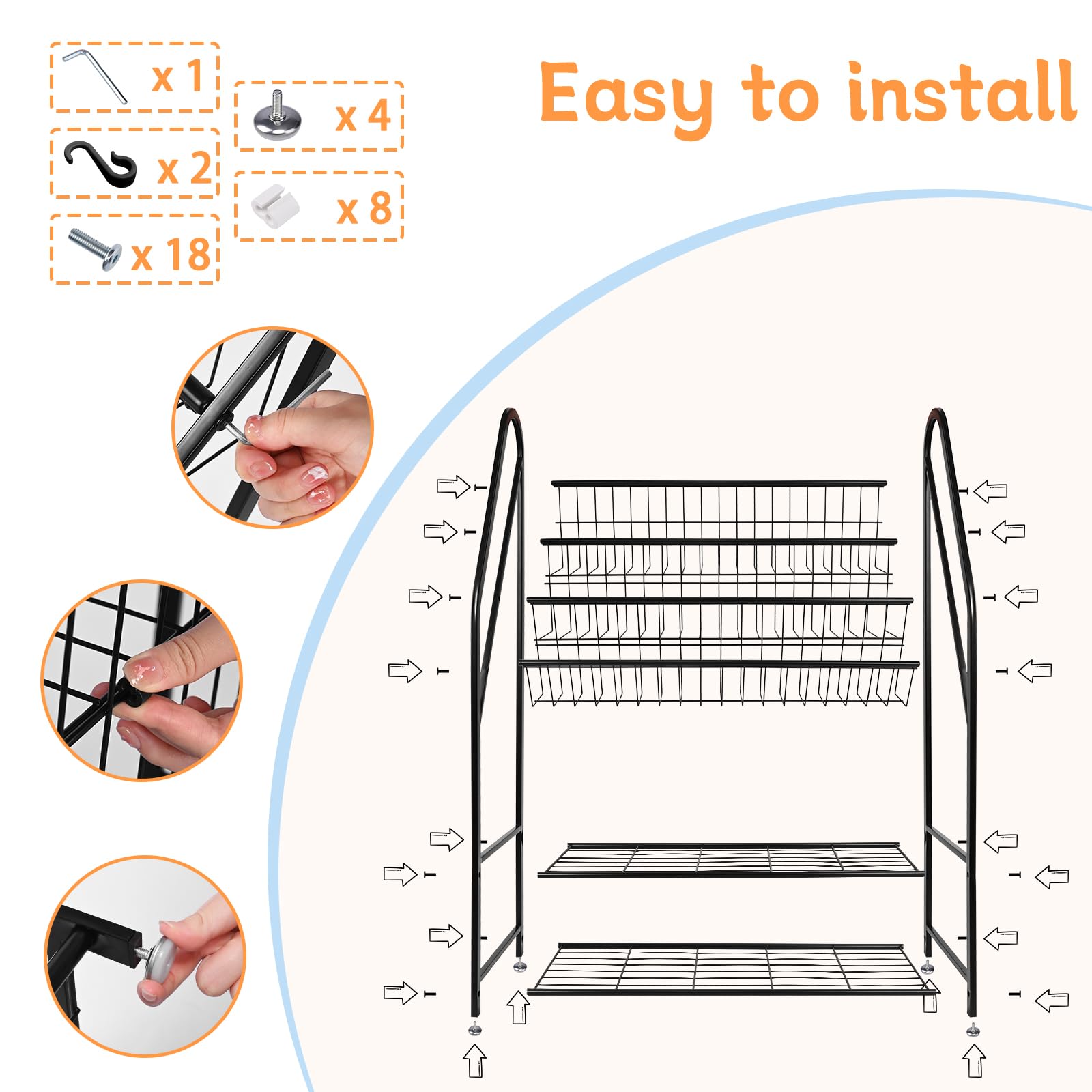 Bookshelf for Kids, Metal Kids Bookshelf, 5 Tier Kids Book Shelf and Toy Storage, Bookcase for Kids Room, Kids Book Storage for Bed Room Living Room (Large, Black)