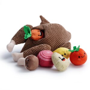 nocciola 7 in 1 thanksgiving turkey squeaky dog toys, hide and seek dog toys for large medium small dogs, soft stuffed enrichment puppy chew toys, interactive cute plush dog toys, pet toy gifts