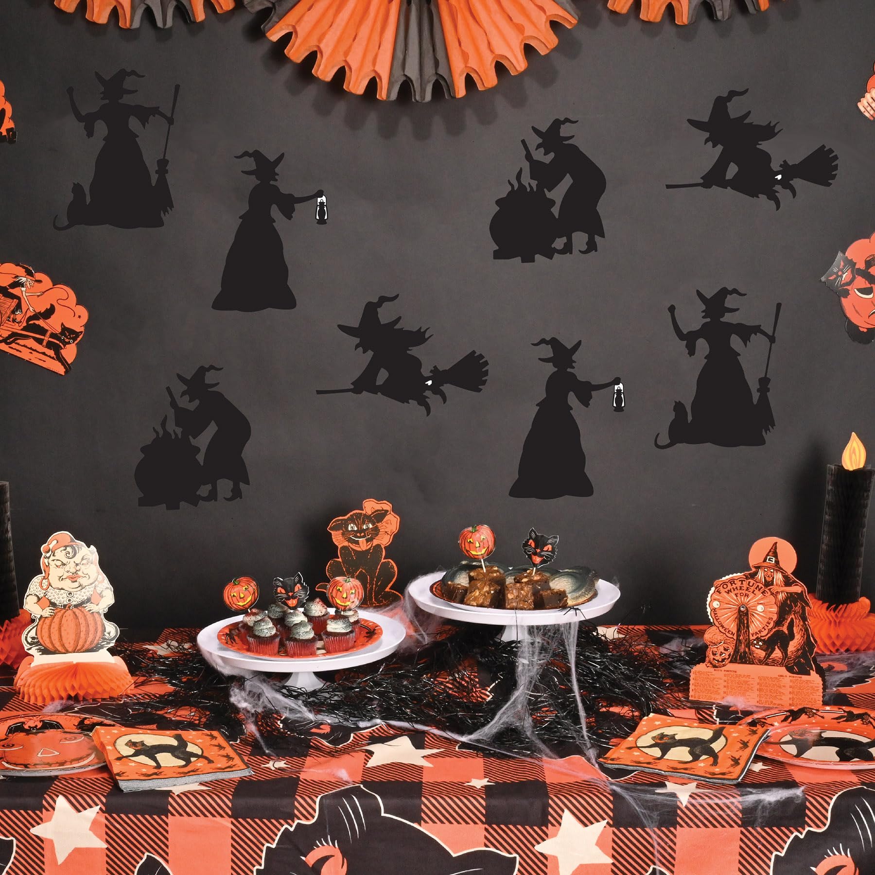 Beistle 8 Piece Black Witch Silhouette Cutouts, Halloween Party Decorations