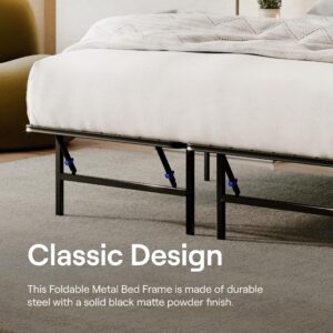 Nectar Foldable Metal Platform Bed Frame - Twin - Tool-Free Easy Set Up - 14” Height - Classic, Durable Design - Sturdy Coated Steel Frame - No Box Spring Needed - Matte Black Finish