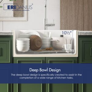 Drop in Kitchen Sink, Eridanus 24" x 18" Undermount Kitchen Sink 24 Inch Fireclay Sink Dual Mount White Kitchen Sink Topmount Deep Single Bowl with Bottom Grid and Strainer Drain