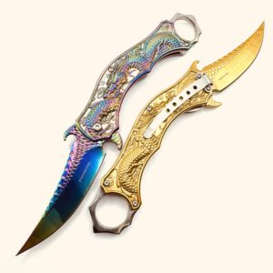 2 pieces Dragon knives gold and rainbow GLX070MIX