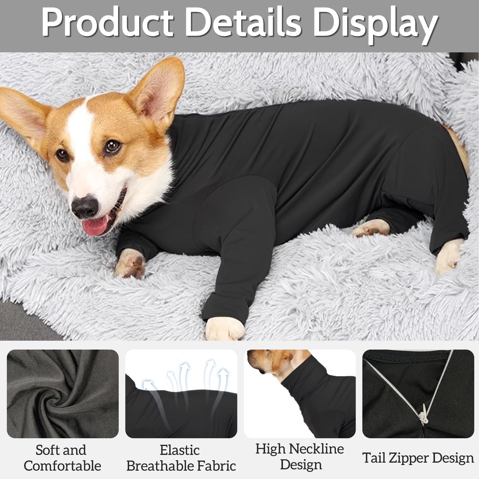 Hamiledyi Dog Onesie Anti-Licking Dog Bodysuit Spay Surgical Recovery Suit for Dogs Pet Cone Alternative After Surgery Full Body Dog Shedding Suit for Female Male Neuter Dogs Claming Pajamas (XXL)