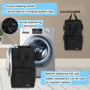 WELIDAY Laundry Backpack Bag, Extra Large 2 in 1 Laundry Basket for College Dorm, Apartment, Travel, Freestanding laundry bag with Adjustable Shoulder Straps and Multi-pockets