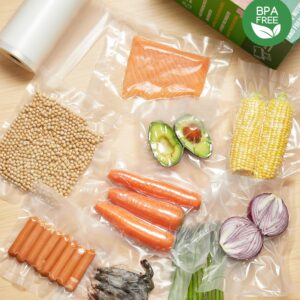 Kootek Vacuum Sealer Bags for Food, 8 in x 50 ft 2 Rolls Vacuum Seal Bag Rolls, Commercial Grade, BPA Free, Vac Freezer Bags for Food Storage, Meal Prep or Sous Vide