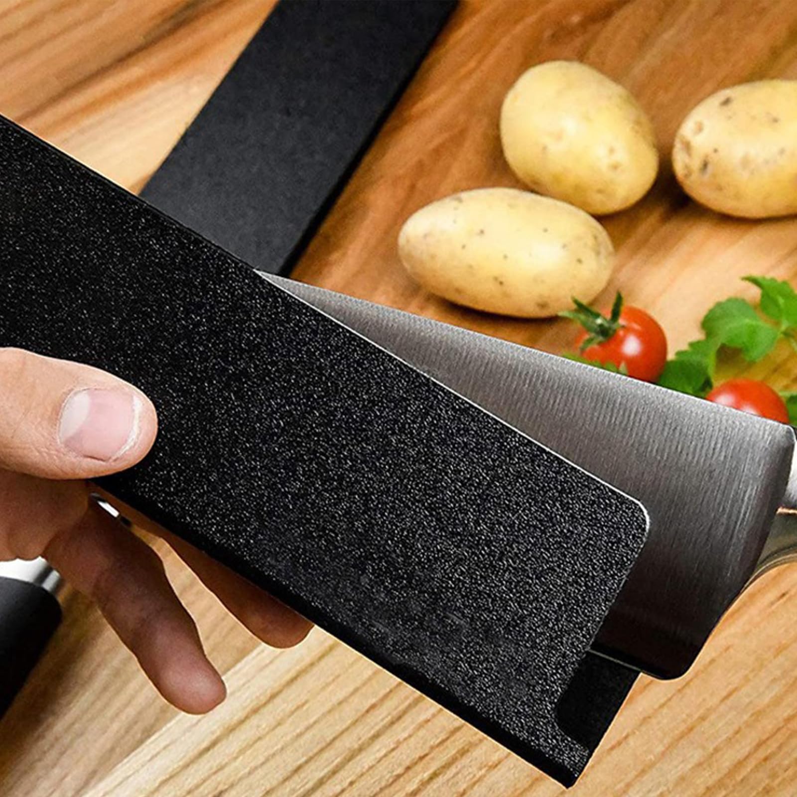 Knife Guard 8 Inch x 2 Inch RISHTEN Chef Knife Sheath Set 2 Pack Universal Waterproof Blade Edge Cover Knife Sleeves Protectors Guards for Kitchen Knives Extra Strength, Black