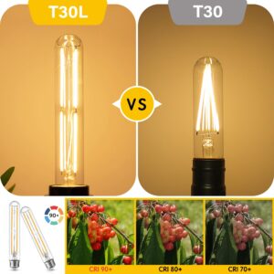 Sphoon Tubular Light Bulb 7.3 Inch Dimmable T10 LED Bulb E26 6W 60 Watts Edison Bulbs 2700K Solf White,185mm Long for Wall Sconces, Pendant, Livingroom, 4-Pack