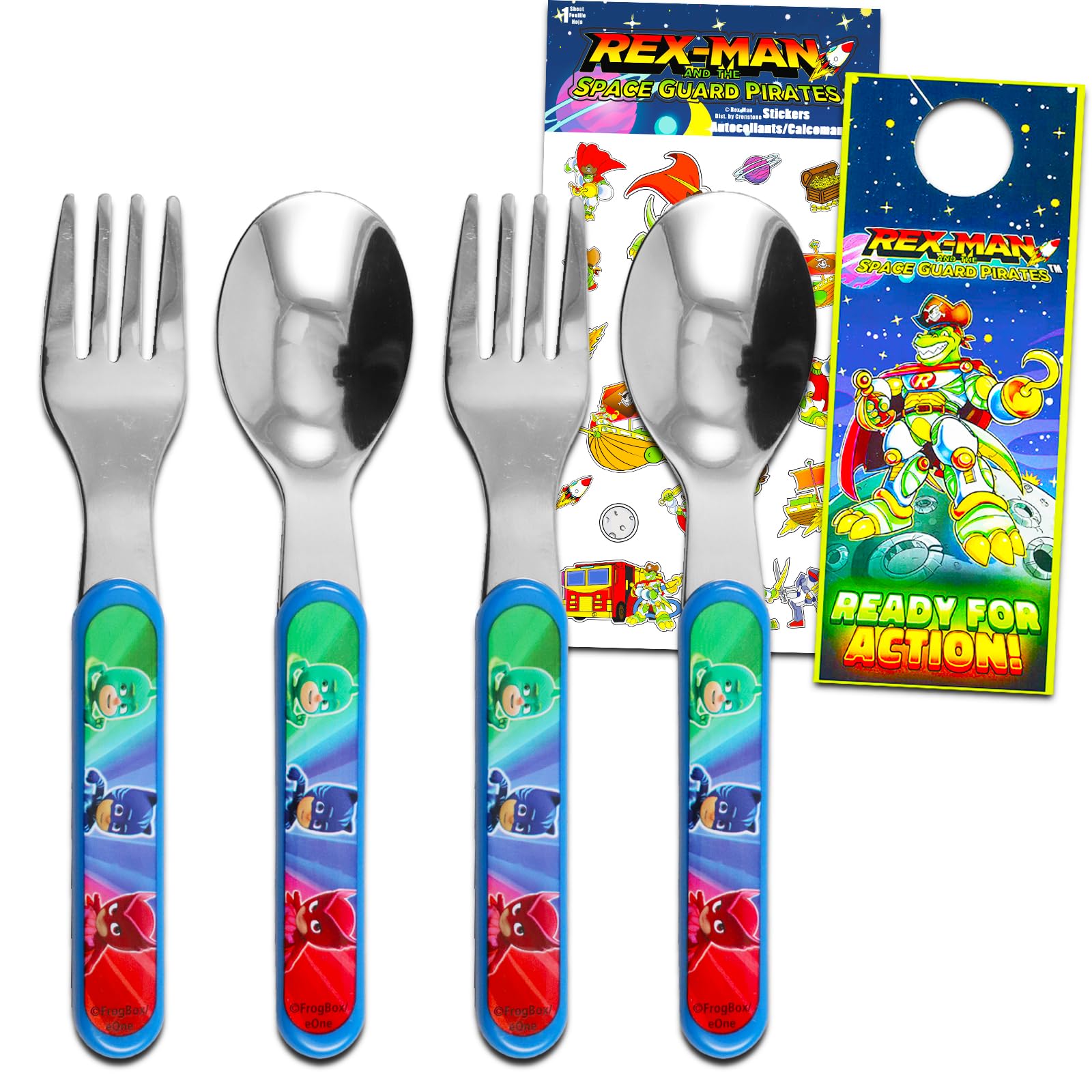 PJ Masks Kids Cutlery Set - Bundle with 2 PJ Masks Travel Flatware Sets with Spoons and Forks Plus Stickers, More | PJ Masks Utensils for Toddlers