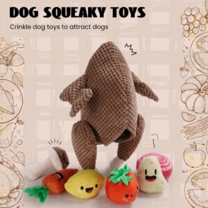 Nocciola 7 in 1 Thanksgiving Turkey Squeaky Dog Toys, Hide and Seek Dog Toys for Large Medium Small Dogs, Soft Stuffed Enrichment Puppy Chew Toys, Interactive Cute Plush Dog Toys, Pet Toy Gifts