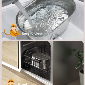 Stainless Steel Cat Water Fountain: 108oz/3,2L Pet Water Fountain with 8 Carbon Filter + 8 Sponge - Cat Fountains for Drinking Dishwasher Safe Design - SOOFPET