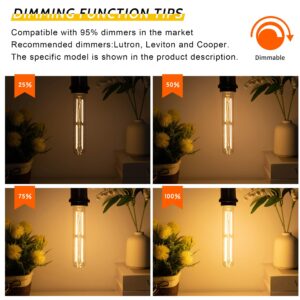 Sphoon Tubular Light Bulb 7.3 Inch Dimmable T10 LED Bulb E26 6W 60 Watts Edison Bulbs 2700K Solf White,185mm Long for Wall Sconces, Pendant, Livingroom, 4-Pack