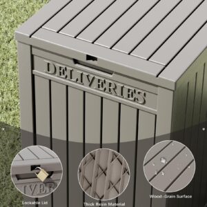 Package Delivery Box for Porch, 48 Gallon Storage Box with Lockable Secure, Large Double Wall Resin Outdoor Package Delivery and Waterproof Deck Box