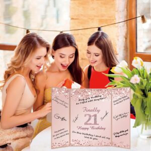 Vlipoeasn 21st Birthday Guest Book Alternative, Rose Gold 21st Birthday Party Decorations for Women, Creative Diamond 21st Birthday Signature Book, Cheers to 21 Year Old Birthday Party Supplies