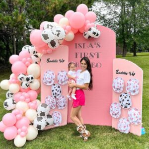 Cow Print Balloons Set, 12Inch 60pcs Pink White Cow Balloons Cow Print Balloons Cow and Pink Balloons For Girl Bithday Baby Shower Farm Animals Cow Themed Party Decoration