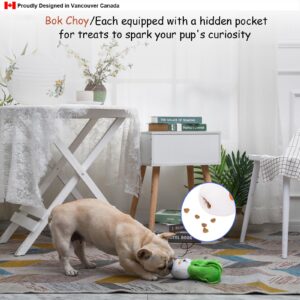 HugSmart | Vegetable Dog Toys (3-Pack) Interactive Chew Dog Rope Toy + Two Hide and Seek Dog Toys | Squeaky, Nosework, Plush Toy for Small Medium Breeds (Bok Choy, Radish & Avocado)