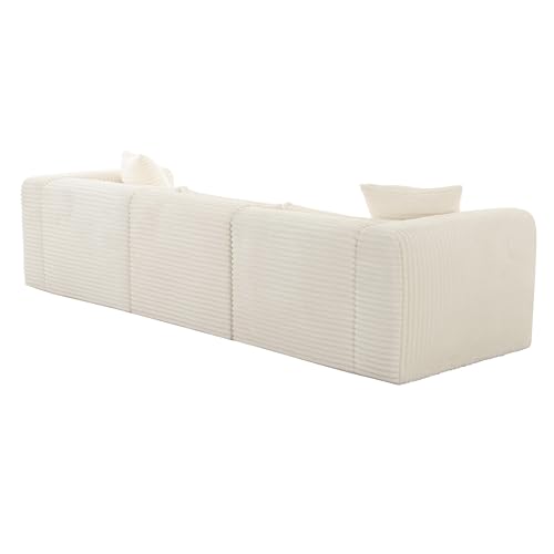 Tov Furniture Tarra Fluffy Oversized Cream Corduroy Modular Sofa