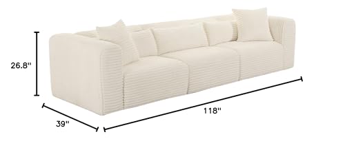 Tov Furniture Tarra Fluffy Oversized Cream Corduroy Modular Sofa