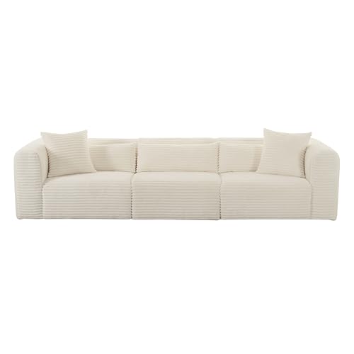 Tov Furniture Tarra Fluffy Oversized Cream Corduroy Modular Sofa