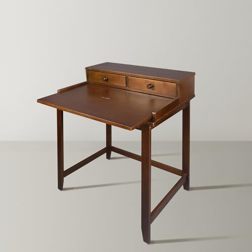 Solid Wood Home Office Computer Desk with Drawers, Pull-Out Tray, and Concealed Compartment