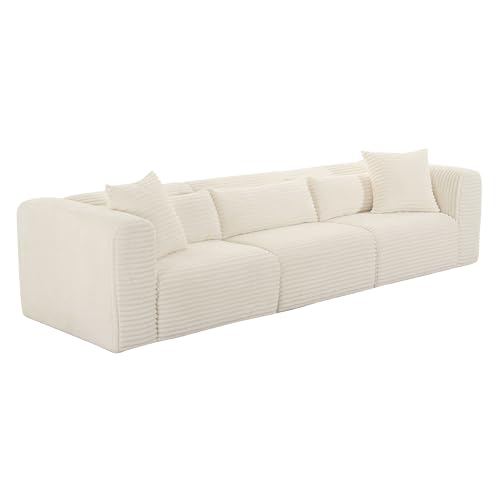 Tov Furniture Tarra Fluffy Oversized Cream Corduroy Modular Sofa