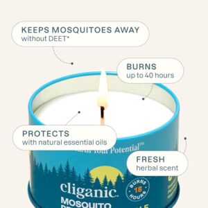 Cliganic Natural Mosquito Repellent Candle (Pack of 2) | Citronella, DEET Free, Essential Oil Infused for Outdoor, Camping | Burns 18 Hours