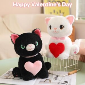 TOYSYM Cat Plush Toy Cute Heart Cat Stuffed Animal Soft Kitty Plushies Pillow Kawaii Pink Heart Plushie Doll Valentine's Day Gifts Birthday for Kid Lover Decor 10 inch