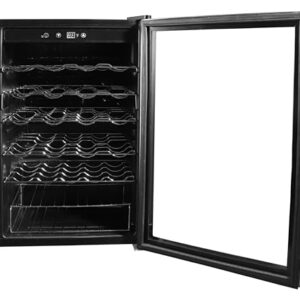 Hamilton Beach HBWF4303, 43-Bottle Wine Cooler Fridge Cellar with Curved Wire Shelves, Digital Control, Mirror Finish