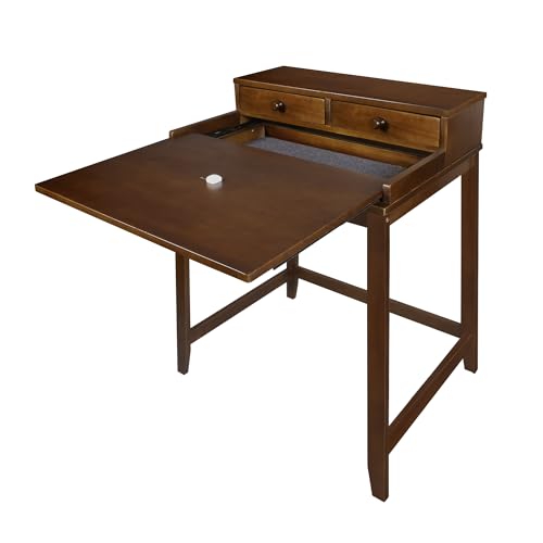 Solid Wood Home Office Computer Desk with Drawers, Pull-Out Tray, and Concealed Compartment