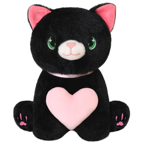 TOYSYM Cat Plush Toy Cute Heart Cat Stuffed Animal Soft Kitty Plushies Pillow Kawaii Pink Heart Plushie Doll Valentine's Day Gifts Birthday for Kid Lover Decor 10 inch