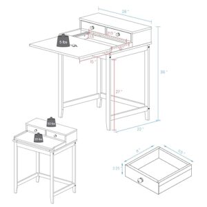 Solid Wood Home Office Computer Desk with Drawers, Pull-Out Tray, and Concealed Compartment